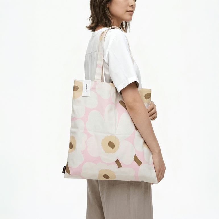 マリメッコ marimekko トートバッグ Pieni Unikko ピエ二 ウニッコ レディース ピンク オフホワイト サンド 75335 075335 315 北欧雑貨 北欧デザイン ネコポス限定 送料無料<br>【スペシャルラッピング660円(別売り)】