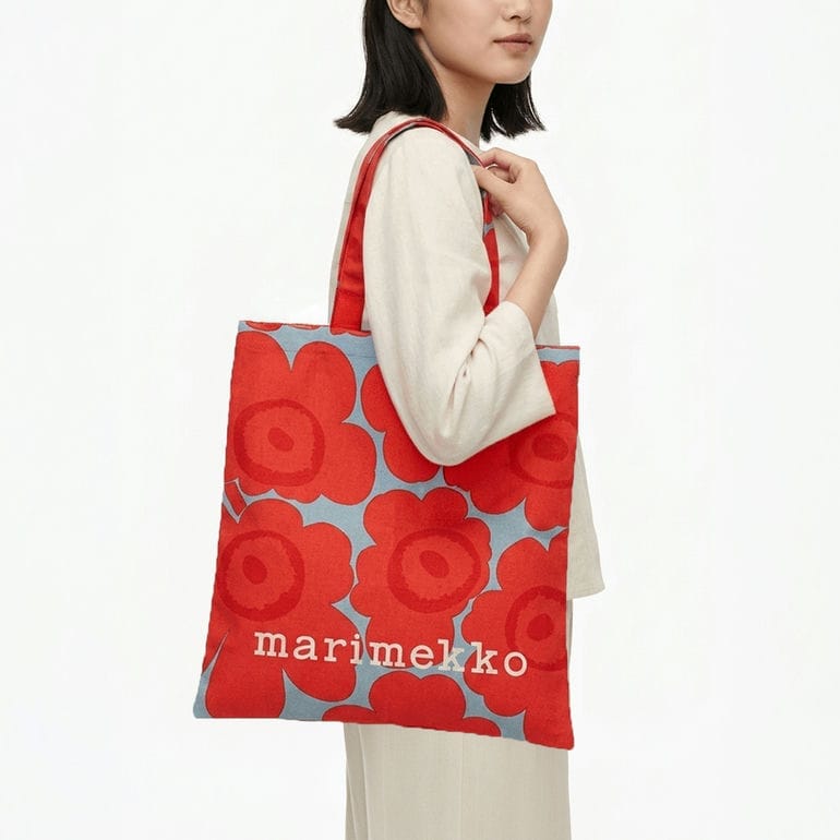 マリメッコ marimekko トートバッグ ヴァンカ Vankka ウニッコ ファブリックバッグ レディース レッド ライトブルー 95321 095321 537 北欧雑貨 北欧デザイン