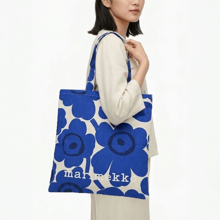 マリメッコ marimekko トートバッグ ヴァンカ Vankka ウニッコ ファブリックバッグ レディース ブルー ライトグリーン 95321 095321 655 北欧雑貨 北欧デザイン