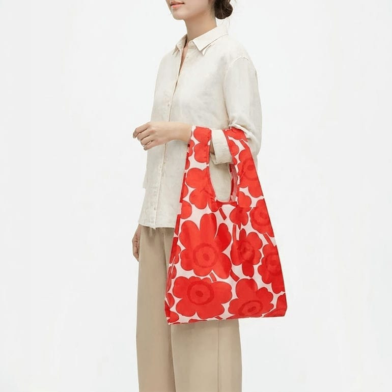 マリメッコ marimekko エコバッグ 買い物袋 スマートバッグ ウニッコ レッド ライトピンク 95267 095267 333 北欧雑貨 北欧デザイン ネコポス限定 送料無料<br>【スペシャルラッピング660円(別売り)】