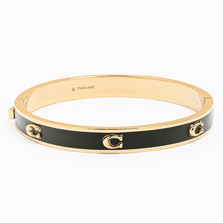 コーチ COACH バングル ブレスレット シグネチャー Cロゴ レディース ブラック ゴールド 422719GLD001 ジュエリー アクセサリー<br>【スペシャルラッピング660円(別売り)】