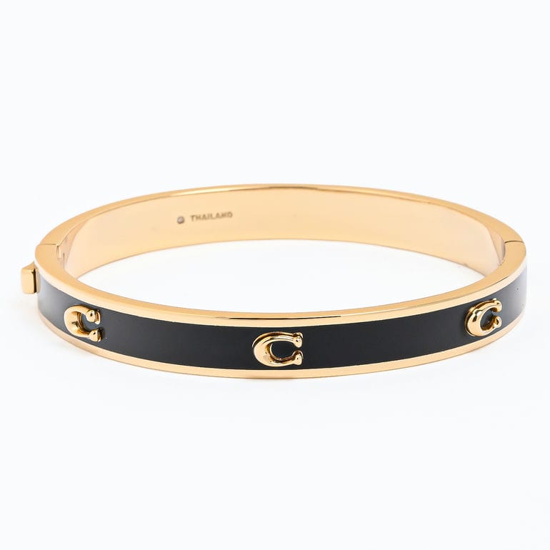 コーチ COACH バングル ブレスレット シグネチャー Cロゴ レディース ブラック ゴールド 422719GLD001 ジュエリー アクセサリー<br>【スペシャルラッピング660円(別売り)】