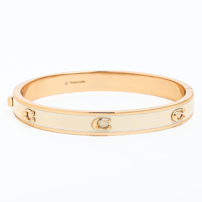 コーチ COACH バングル ブレスレット シグネチャー Cロゴ レディース オフホワイト ゴールド 422719GLD100 ジュエリー アクセサリー<br>【スペシャルラッピング660円(別売り)】