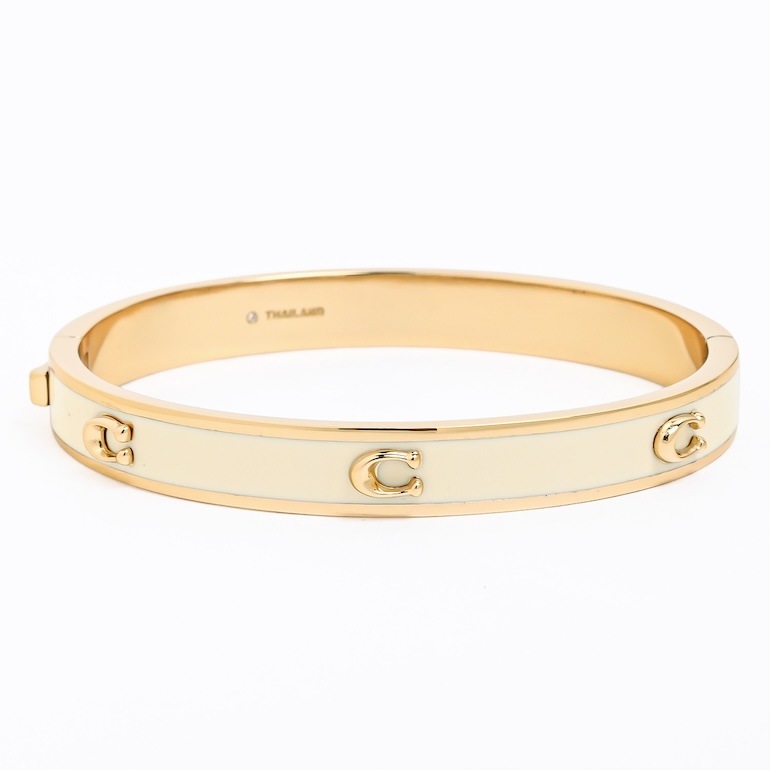 コーチ COACH バングル ブレスレット シグネチャー Cロゴ レディース オフホワイト ゴールド 422719GLD100 ジュエリー アクセサリー<br>【スペシャルラッピング660円(別売り)】