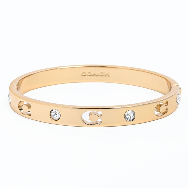コーチ COACH バングル ブレスレット Cロゴ クリスタル レディース クリア ゴールド 440616GLD710 ジュエリー アクセサリー<br>【スペシャルラッピング660円(別売り)】