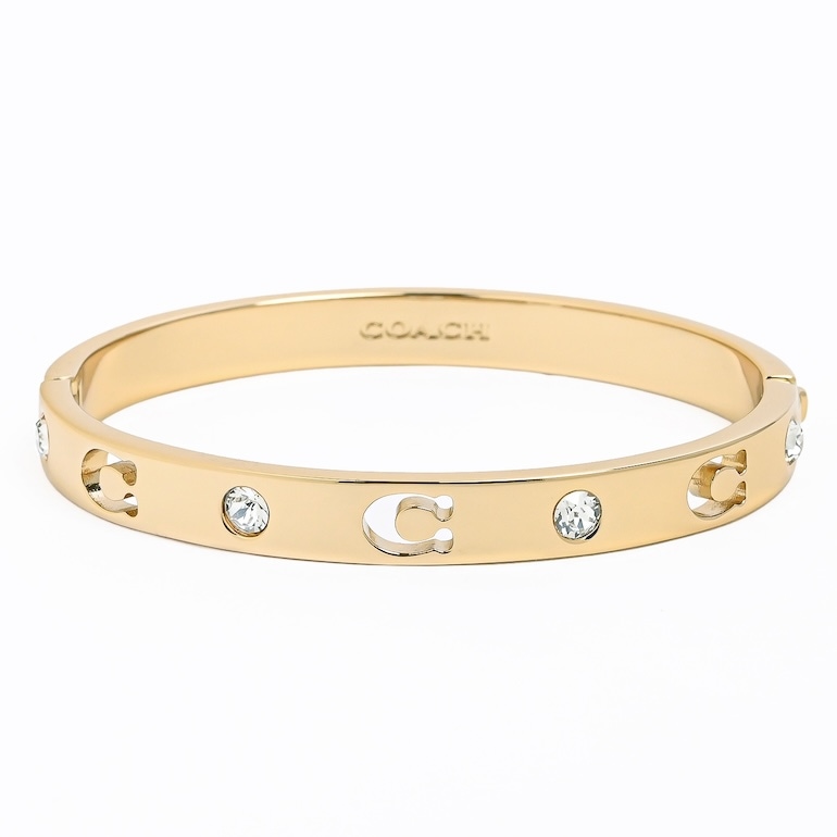 コーチ COACH バングル ブレスレット Cロゴ クリスタル レディース クリア ゴールド 440616GLD710 ジュエリー アクセサリー<br>【スペシャルラッピング660円(別売り)】