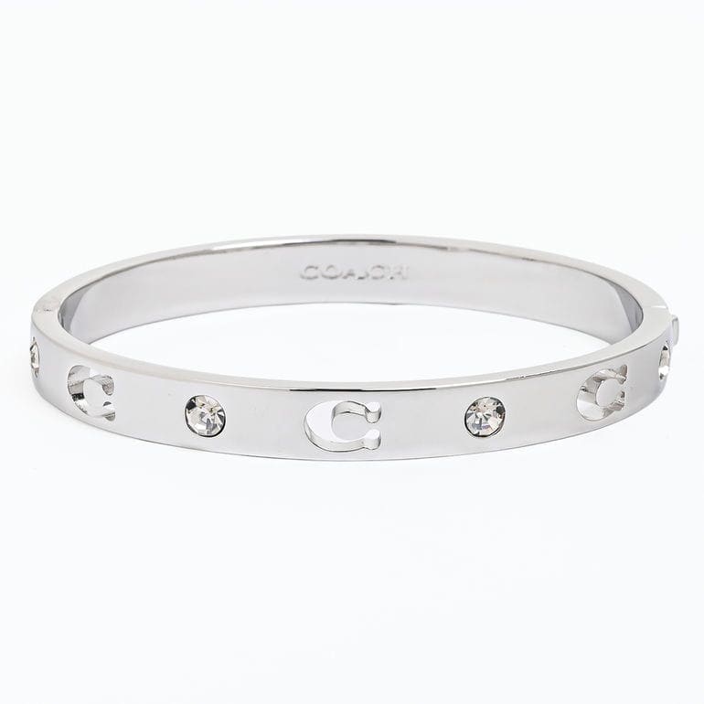 コーチ COACH バングル ブレスレット Cロゴ クリスタル レディース クリア シルバー 440616RHO030 ジュエリー アクセサリー<br>【スペシャルラッピング660円(別売り)】