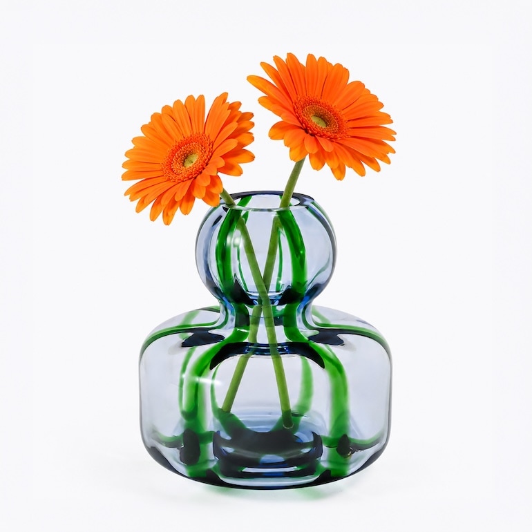 マリメッコ marimekko ベース 花瓶 FLOWER グラスベース ライトブルー