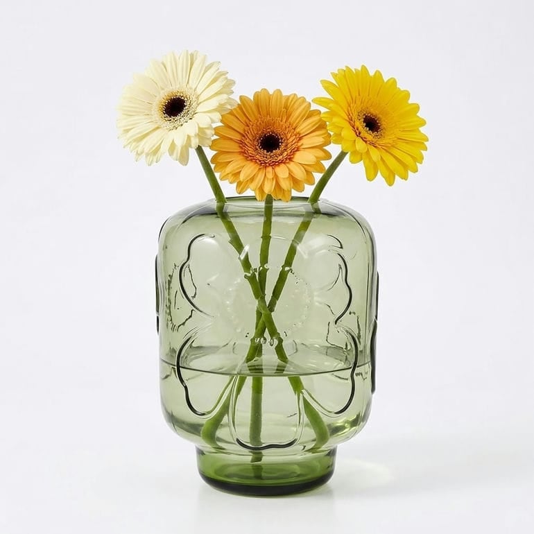 マリメッコ marimekko ベース 花瓶 ウニッコ グラスベース オリーブ