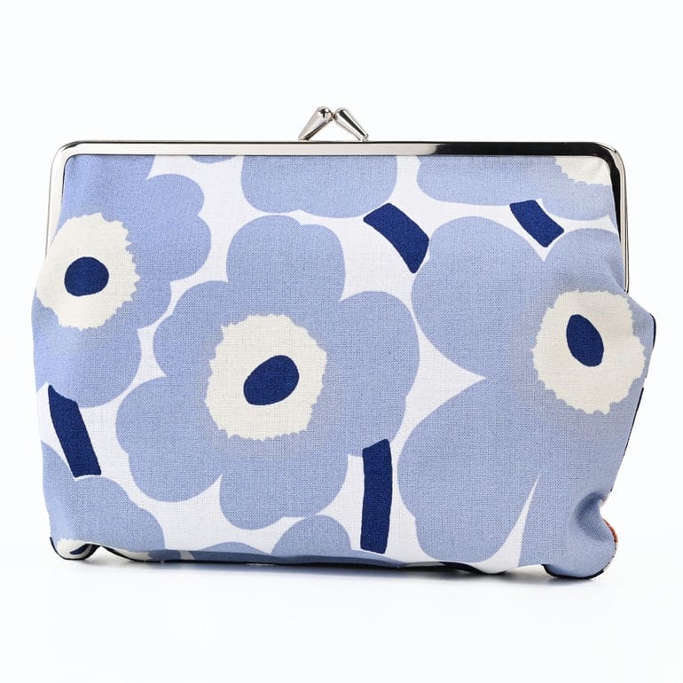 マリメッコ marimekko 小物入れ ポーチ コスメ 化粧ポーチ がま口 ウニッコ ダブルプリント リバーシブル ネイビーブルー ライトブルー 91774 091774 001 北欧雑貨 北欧デザイン<br> ネコポス限定 送料無料【スペシャルラッピング660円(別売り)】