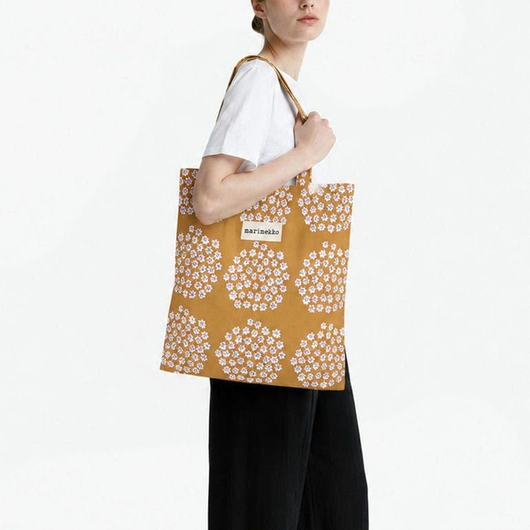 【名入れ可有料】マリメッコ marimekko トートバッグ Puketti プケッティ ライトブラウン ファブリック レディース 北欧雑貨 北欧デザイン ネコポス限定<br>【スペシャルラッピング660円(別売り)】