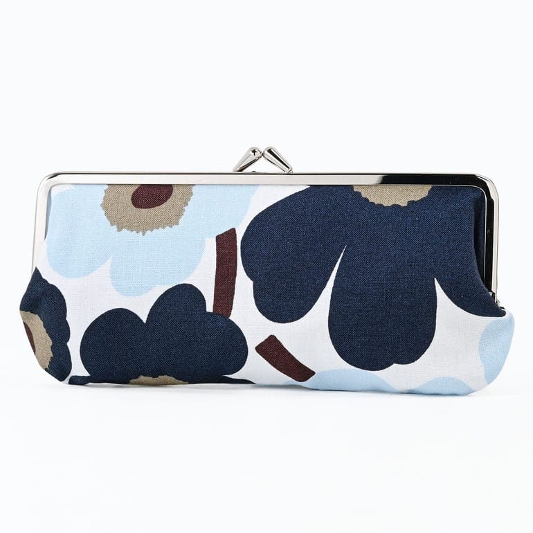 マリメッコ marimekko 小物入れ ポーチ コスメ ペンケース がま口 ミニ ウニッコ ブルーベリー ホワイト コールドブルー 76030 076030 145 北欧雑貨 北欧デザイン<br> ネコポス限定 送料無料【スペシャルラッピング660円(別売り)】