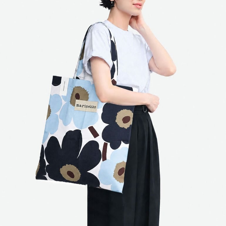 マリメッコ marimekko トートバッグ ピエ二 ウニッコ ブルーベリー ホワイト コールドブルー 76025 076025 145 北欧雑貨 北欧デザイン<br> ネコポス限定 送料無料【スペシャルラッピング660円(別売り)】