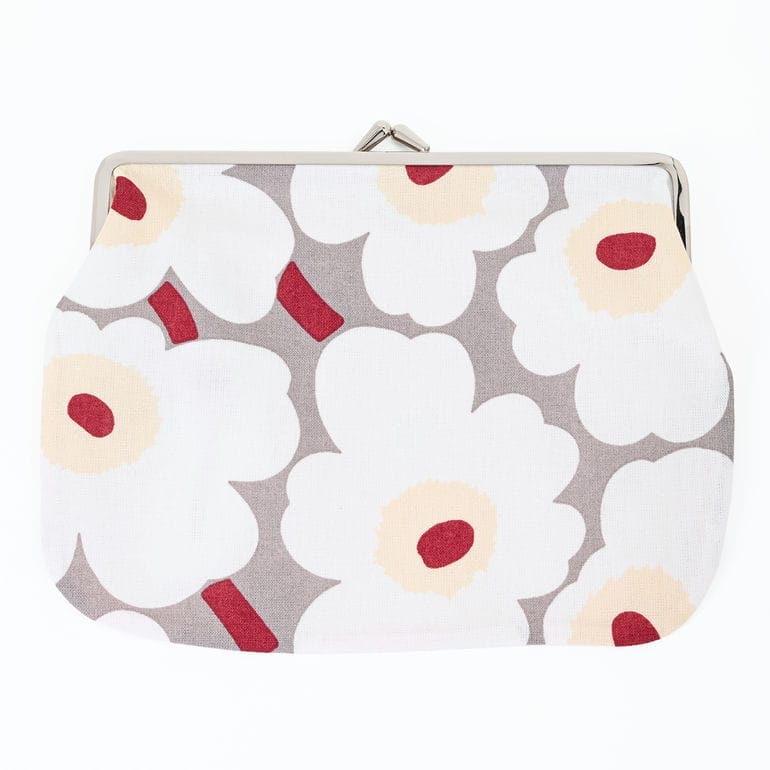 マリメッコ marimekko 小物入れ ポーチ コスメ 化粧ポーチ がま口 ウニッコ ダブルプリント リバーシブル グレージュ ピンク 91774 091774 001 北欧雑貨 北欧デザイン<br> ネコポス限定 送料無料【スペシャルラッピング660円(別売り)】