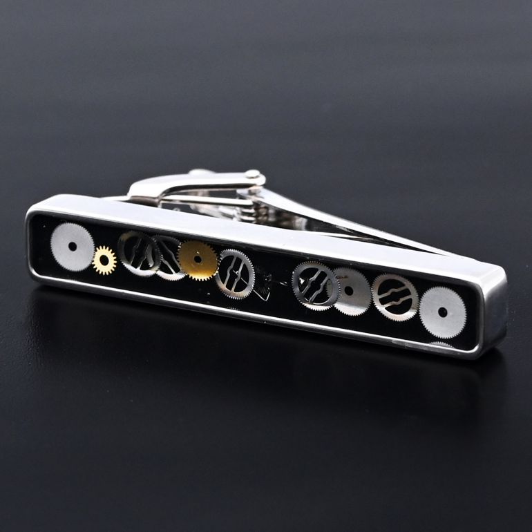 モンアート MONART カフス ネクタイピン セット メンズ ギア(歯車) スクエア型 シルバー ブラック SPK B1 TC SPK A Made in Italy 名入れ可有料 正規代理店