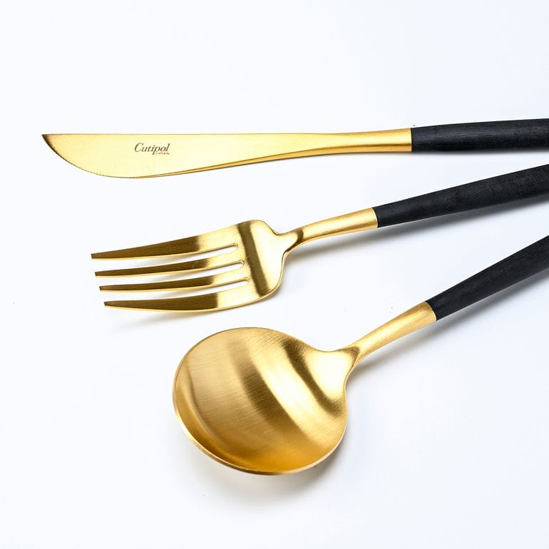 クチポール Cutipol GOA ゴア ブラック ホワイト 6点セット ディナー ナイフ フォーク スプーン 洋食器【名入れ対応】【スペシャルラッピング660円(別売り)】