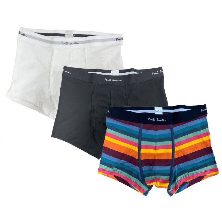 ポールスミス Paul Smith 下着 アンダーウェア ボクサーパンツ メンズ 3パック ブラック ホワイト マルチストライプ 914C A3PCKE 01A【スペシャルラッピング660円(別売り)】