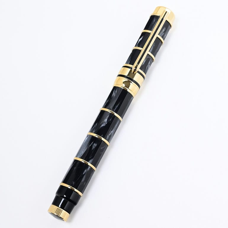 【純正紙袋・純正ラッピング・純正リボン付】 サンティーニ SANTINI 万年筆 オペラマーブル ブラック×ゴールド 日本未発売 世界限定30本 筆記具 高級 MADE IN ITALY サンティニ