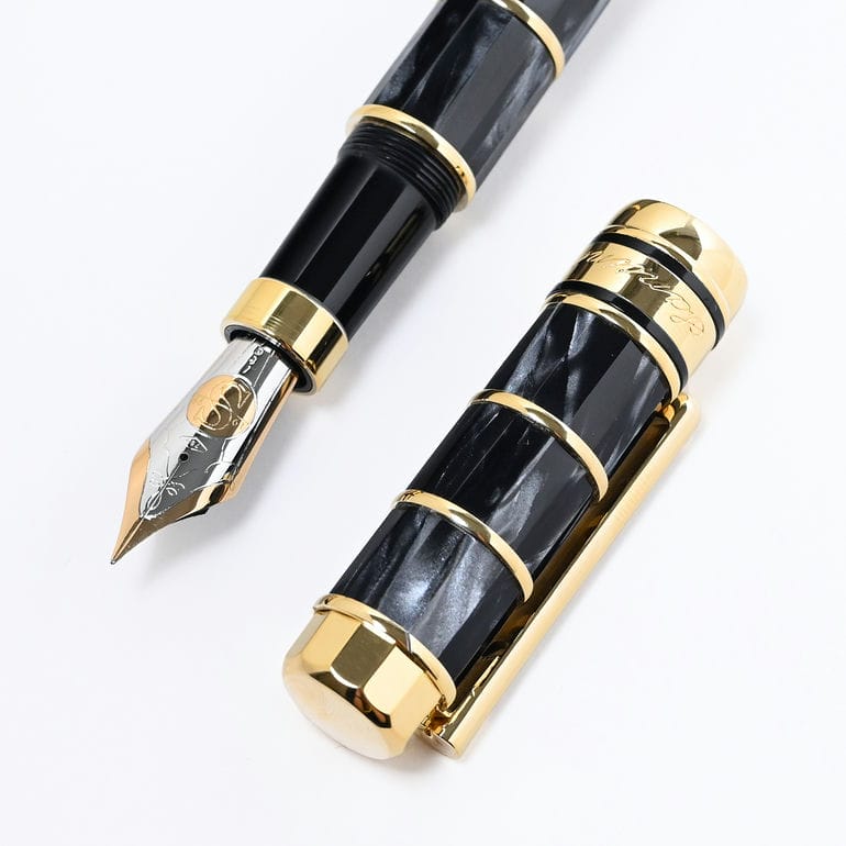 【純正紙袋・純正ラッピング・純正リボン付】 サンティーニ SANTINI 万年筆 オペラマーブル ブラック×ゴールド 日本未発売 世界限定30本 筆記具 高級 MADE IN ITALY サンティニ