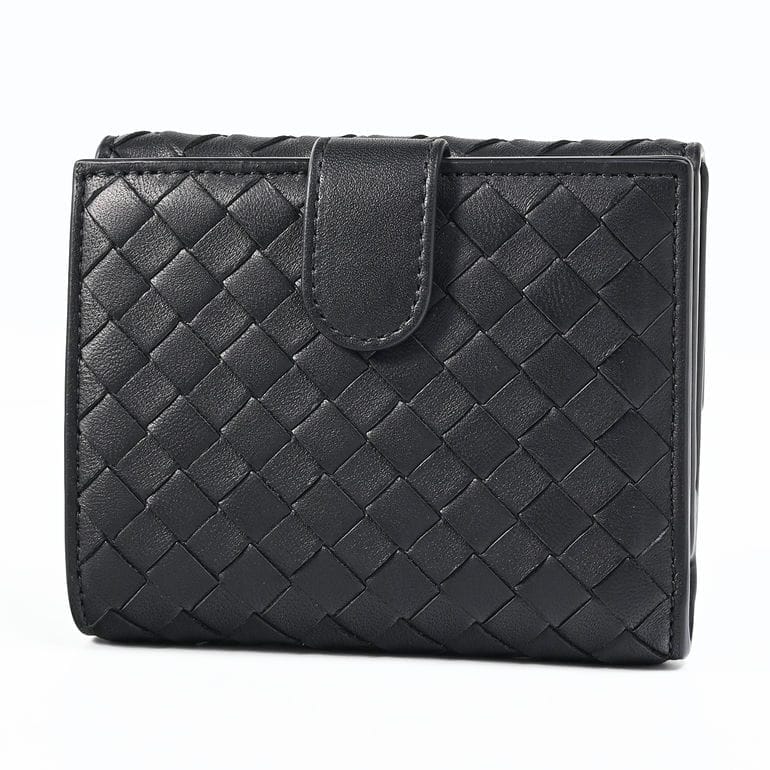 【名入れ可有料】ボッテガヴェネタ BOTTEGA VENETA 二つ折り財布 小銭入れ付き イントレチャート メンズ レディース ブラック 382576 V3UN 8803 Made in ITALY ウォレット 折財布 レザー 本革【スペシャルラッピング660円(別売り)】