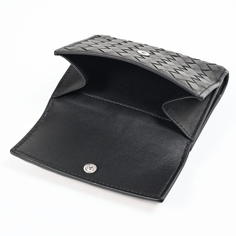 ボッテガヴェネタ 二つ折り財布 黒 イントレチャート レザー