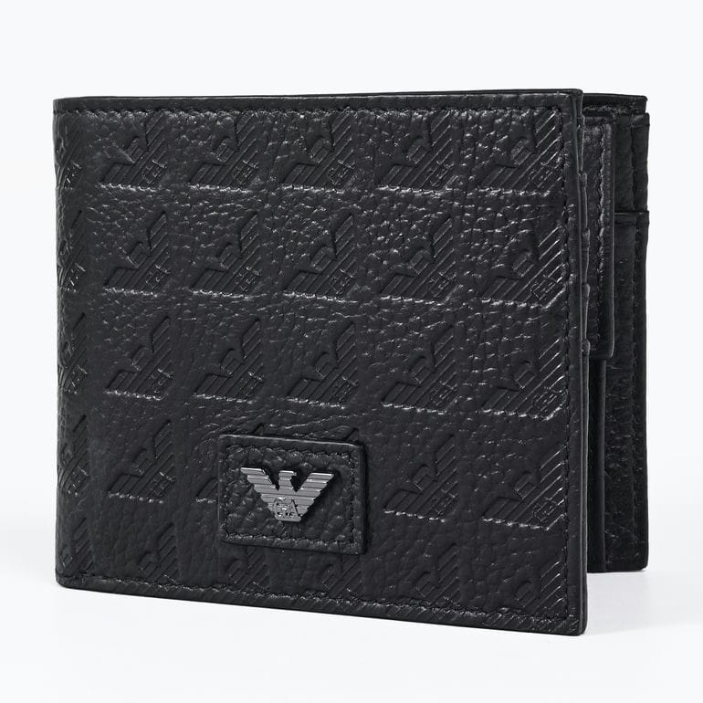 【名入れ可有料】エンポリオ アルマーニ EMPORIO ARMANI 二つ折り財布 小銭入れ付き イーグルロゴ メンズ ブラック EM001741 AF14774 UC001 ウォレット レザー【スペシャルラッピング660円(別売り)】