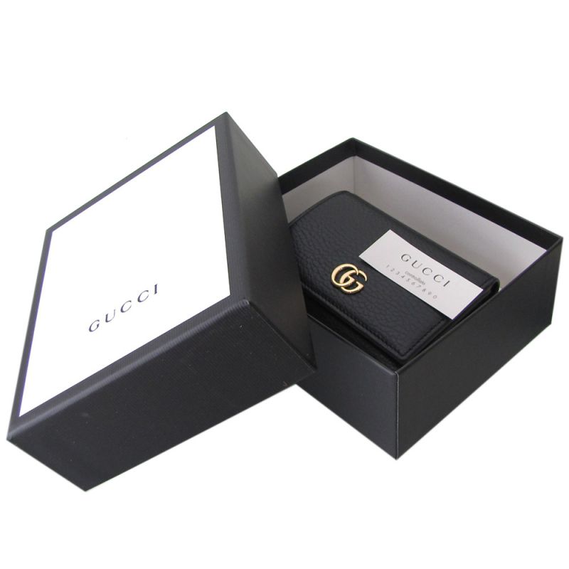 グッチ GUCCI 財布 三つ折財布 ミニ財布 レディース プチ マーモント ダブルG レザー ブラック 474746 CAO0G 1000 【スペシャルラッピングB対応(別売り)】