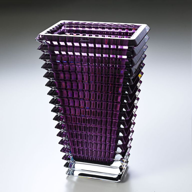 バカラ 名入れ対応 Baccarat ベース 花瓶 アイ EYE スクエア パープル L 30cm 2802308 【熨斗対応】 インテリア オブジェ 置物 洋食器