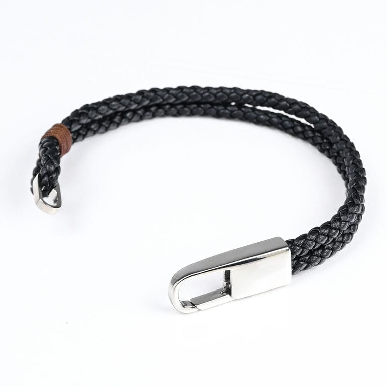 モンアート MONART ブレスレット Mサイズ メンズ ウーブンレザー ブラック BR/102 C M Made in Italy 名入れ可有料 正規代理店