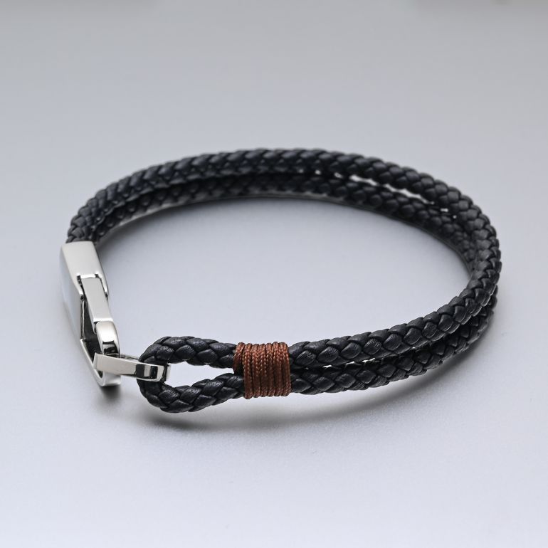 モンアート MONART ブレスレット Mサイズ メンズ ウーブンレザー ブラック BR/102 C M Made in Italy 名入れ可有料 正規代理店