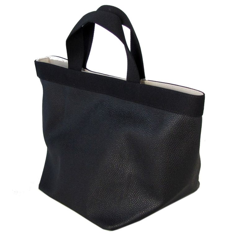 エルベシャプリエ 707GP 舟形トートバックノワール×シルバー エルベ