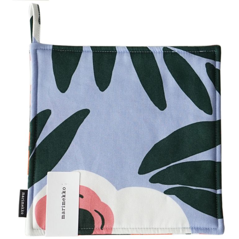 マリメッコ marimekko ポットホルダー 鍋敷き Ruukku ルーック ダークグリーン×ライトブルー×レッド 070937 530 刺しゅう可有料 北欧雑貨 北欧デザイン