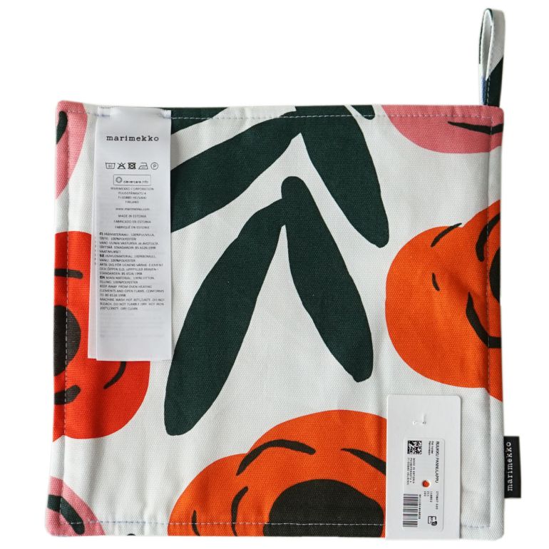 マリメッコ marimekko ポットホルダー 鍋敷き Ruukku ルーック ダークグリーン×ライトブルー×レッド 070937 530 刺しゅう可有料 北欧雑貨 北欧デザイン