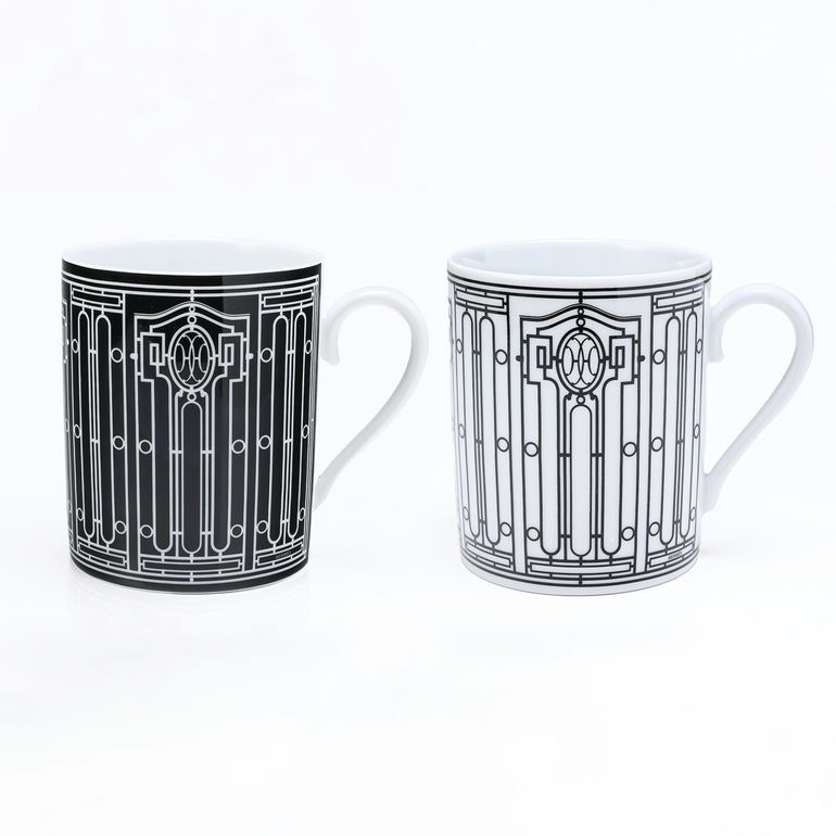 エルメス HERMES マグカップ ペア H DECO Hデコ アッシュデコ ブラック ホワイト 300ml 37135P 名入れ可有料 洋食器  【スペシャルラッピング660円(別売り)】