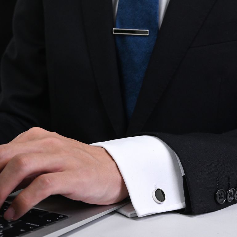 モンアート MONART カフス ネクタイピン セット メンズ シルバー オニキス SP RGC B TC SP B Made in Italy 名入れ可有料 天然石 半貴石 正規代理店