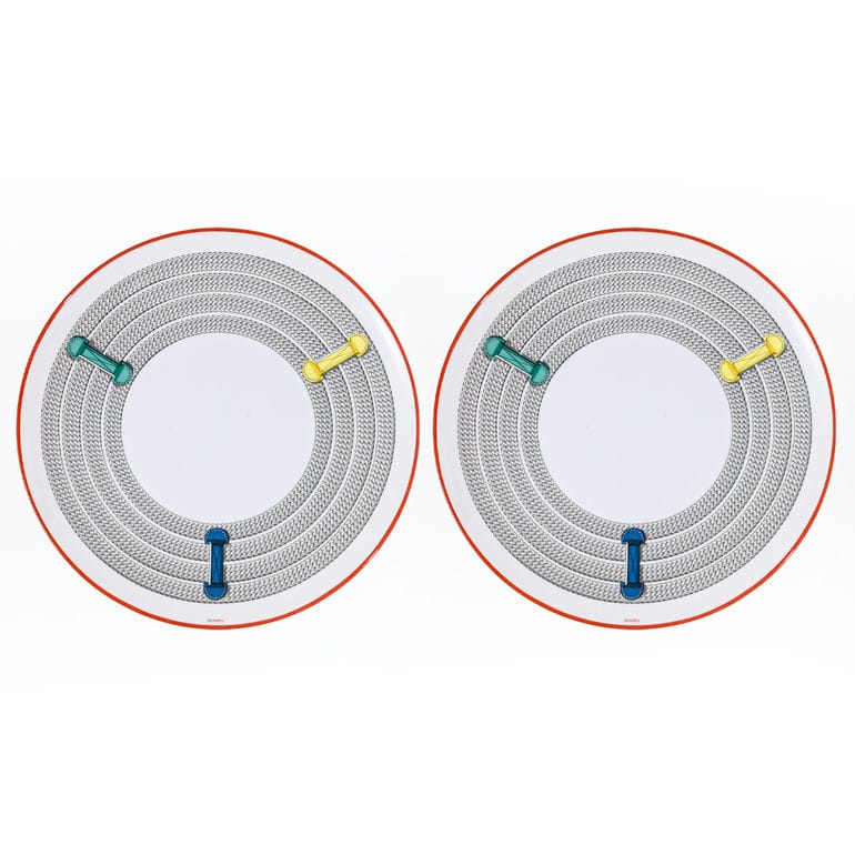 エルメス HERMES デザートプレート 21cm ペア トレサージュ エケストル Tressages  questres 馬具 飾り紐 57007P2 057007P2 洋食器 中皿 高級<br>【スペシャルラッピング660円(別売り)】
