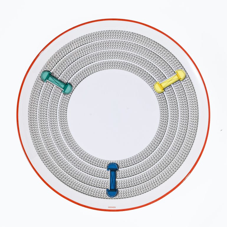 エルメス HERMES デザートプレート 21cm ペア トレサージュ エケストル Tressages  questres 馬具 飾り紐 57007P2 057007P2 洋食器 中皿 高級<br>【スペシャルラッピング660円(別売り)】