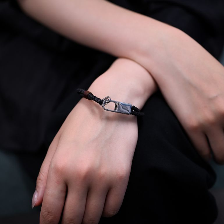 モンアート MONART ブレスレット Sサイズ メンズ レディース ウーブンレザー ブラック BR/102 C S Made in Italy 名入れ可有料 正規代理店