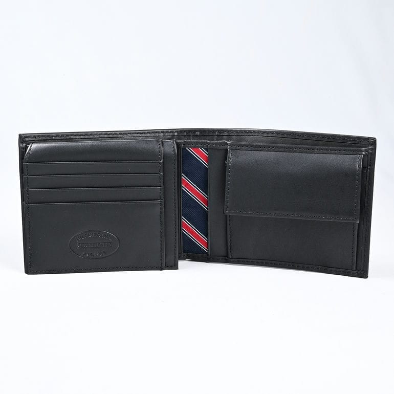 トミーヒルフィガー 二つ折り財布 ETON CC FLAP AND COIN メンズ ブラック高品質 高品質ヨーロッパ輸入モデル AM00652 002 BLACK ウォレット 折財布 折りたたみ 名入れ可有料 工賃別売り 箔押し