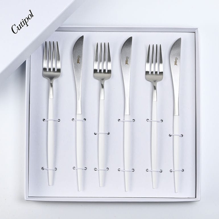 クチポール Cutipol GOA ゴア シルバー×ホワイト 6点セット ディナー