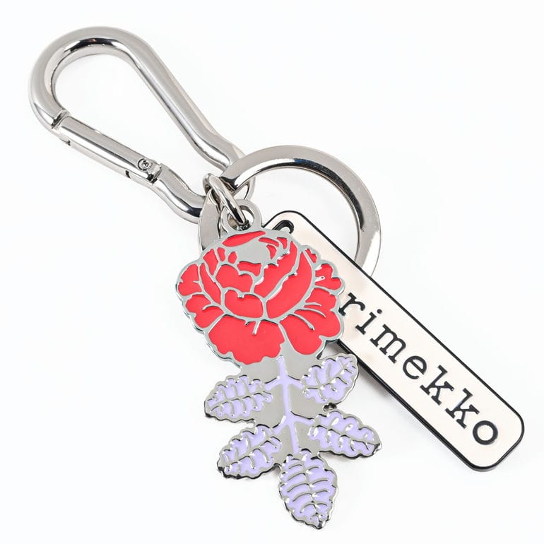 マリメッコ marimekko キーリング キーホルダー Puhallus Vihkiruusu 結婚式のバラ ウェディングローズ Kioski キーチェーン レッド パープル 94174 094174 430 北欧雑貨 北欧デザイン ネコポス限定 送料無料【スペシャルラッピング660円(別売り)】
