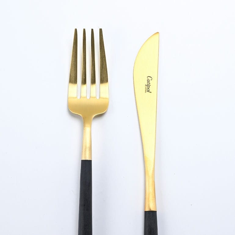 クチポール Cutipol GOA ゴア ゴールド×ブラック 6点セット ディナー ナイフ フォーク 洋食器【名入れ対応】【スペシャルラッピング660円(別売り)】