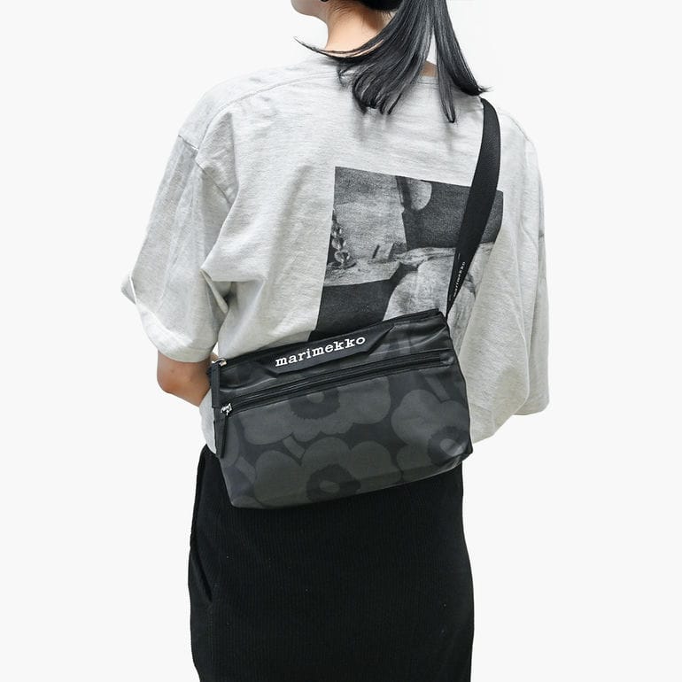 マリメッコ marimekko ショルダーバッグ ウエストバッグ クロスボディ NEAT CROSSBODY Unikko ウニッコ レディース ブラック 94123 094123 999 北欧雑貨 北欧デザイン