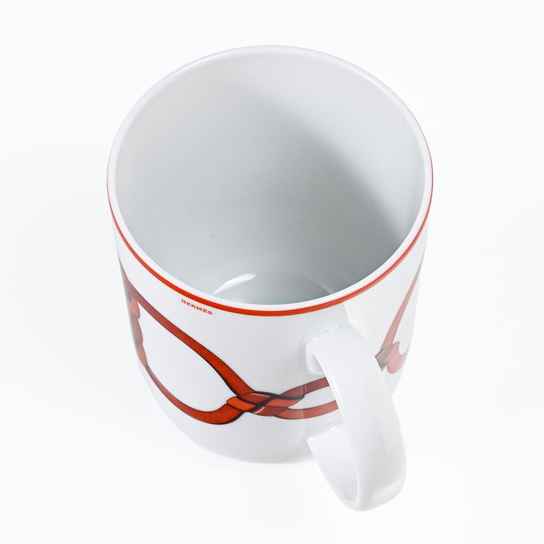 エルメス HERMES マグカップ NO1 300ml トレサージュ エケストル Tressages questres 馬具 飾り紐 57031P 057031P 洋食器 高級<br>【スペシャルラッピング660円(別売り)】