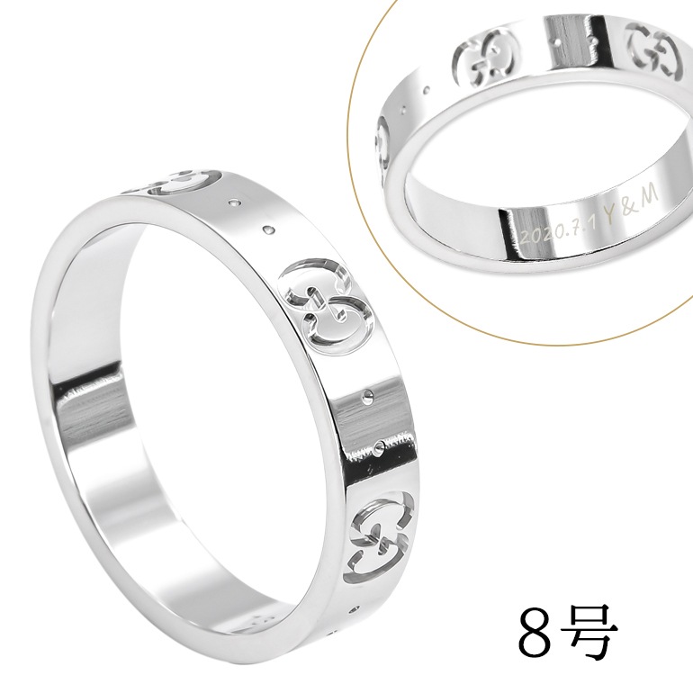 グッチ GUCCI リング ジュエリー 8号 メンズ レディース 指輪 結婚指輪 アイコンリング GGリング ホワイトゴールド 660070 J8502 9000 YBC073230 09850 9000 名入れ対応【スペシャルラッピングB対応(別売り)】