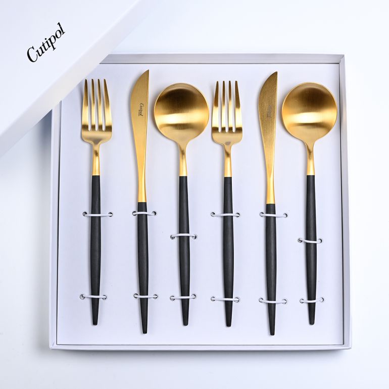 クチポール Cutipol GOA ゴア ブラック/ゴールド 6点セット ディナー