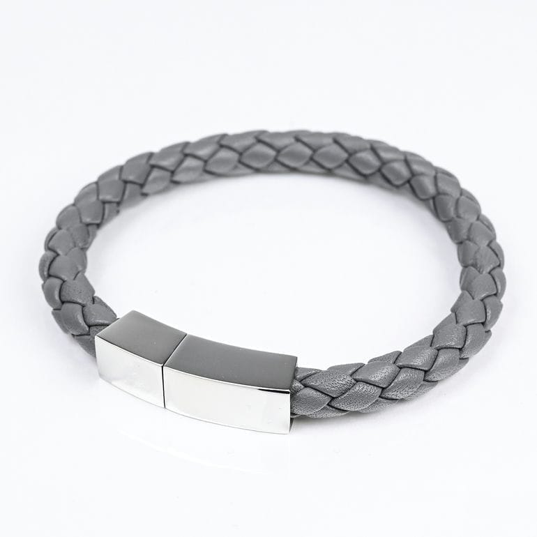 モンアート MONART ブレスレット Sサイズ メンズ レディース ウーブンレザー グレー BR/81 B S Made in Italy 名入れ可有料 正規代理店