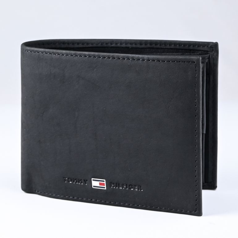 トミーヒルフィガー 二つ折り財布 JOHNSON CC AND COIN メンズ ブラック高品質 高品質ヨーロッパ輸入モデル AM00659 002 BLACK ウォレット 折財布 折りたたみ 名入れ可有料 工賃別売り 箔押し