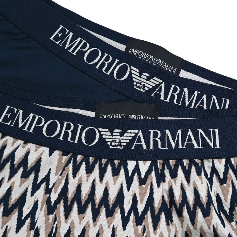 エンポリオ アルマーニ EMPORIO ARMANI 下着 アンダーウェア ボクサーパンツ 無地 シェブロン柄 2パック 全4サイズ メンズ ネイビー ベージュ 111210 4R504 18955 MADE IN ITALY