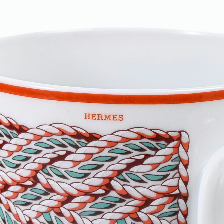 エルメス HERMES マグカップ NO2 300ml  トレサージュ エケストル Tressages  questres 馬具 飾り紐 57131P 057131P 洋食器 高級<br>【スペシャルラッピング660円(別売り)】